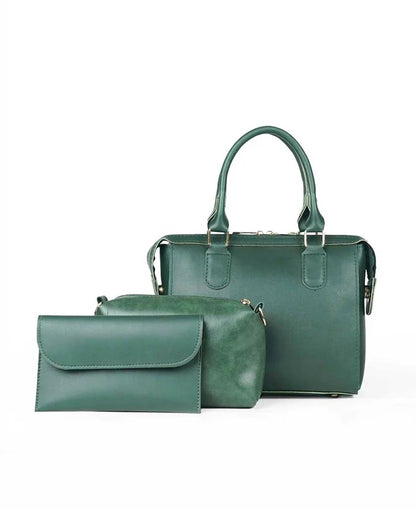 Olive 3-Piece Faux Leather Handbag Set for Women