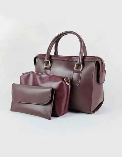 Olive 3-Piece Faux Leather Handbag Set for Women