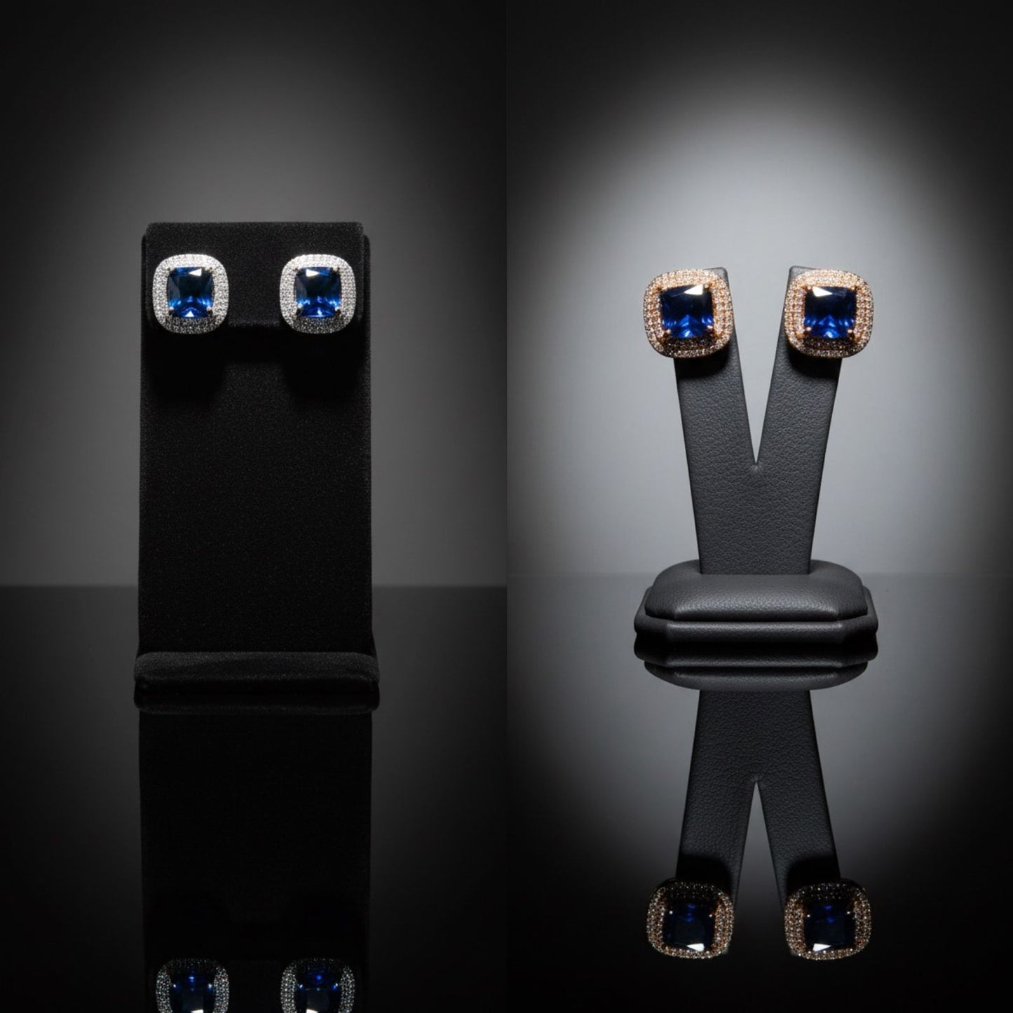 Elegant Square-Cut Gemstone Stud Earrings