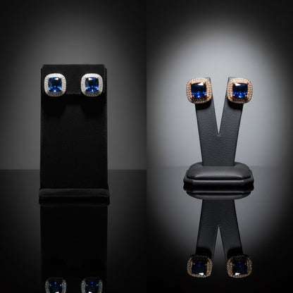 Elegant Square-Cut Gemstone Stud Earrings