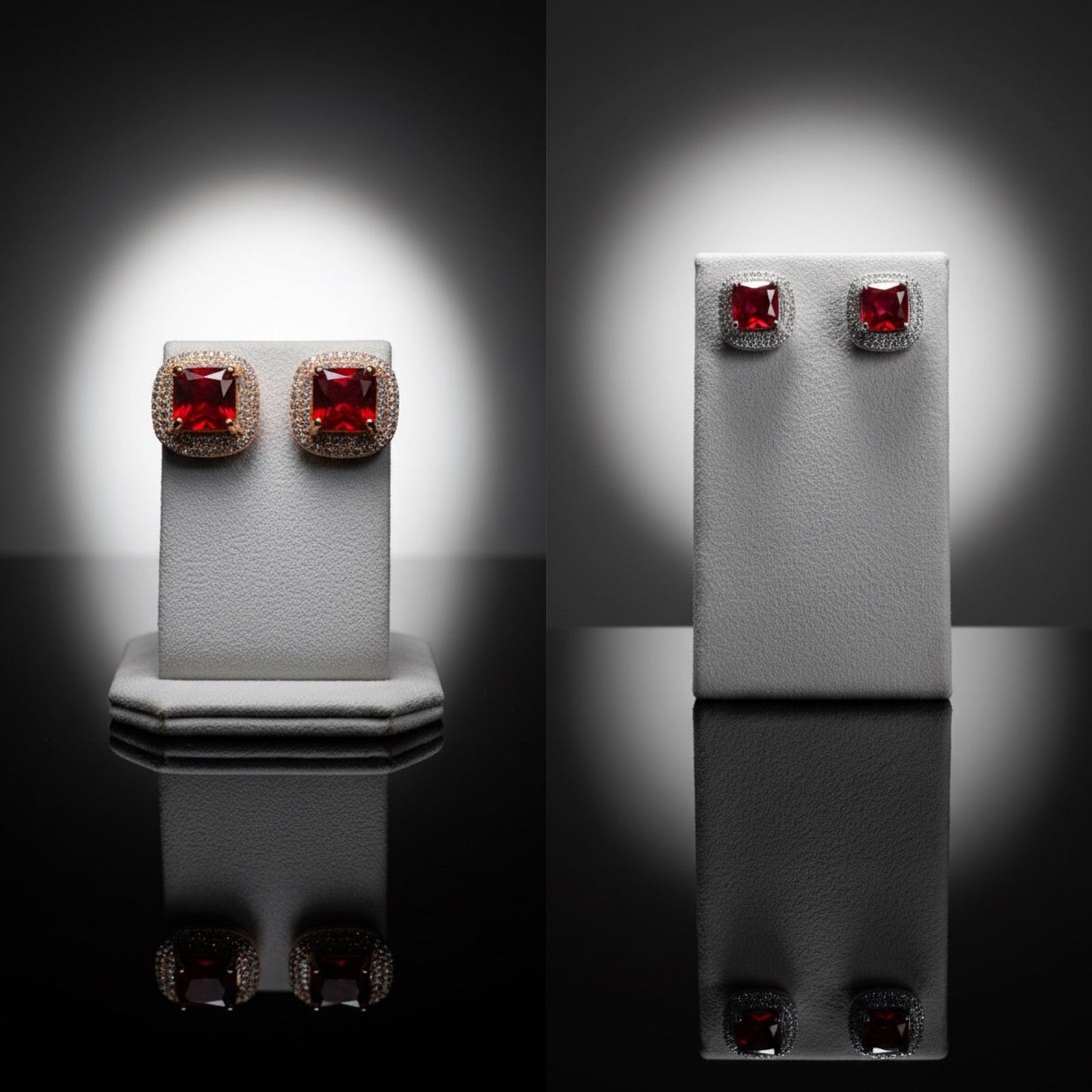 Elegant Square-Cut Gemstone Stud Earrings