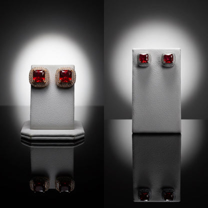 Elegant Square-Cut Gemstone Stud Earrings