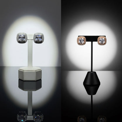 Elegant Square-Cut Gemstone Stud Earrings