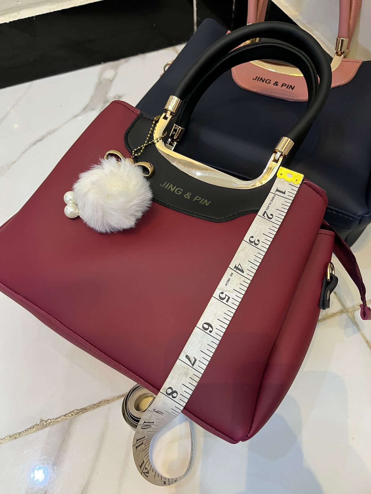 Jing & Pin 2PCS Synthetic Leather Handbag