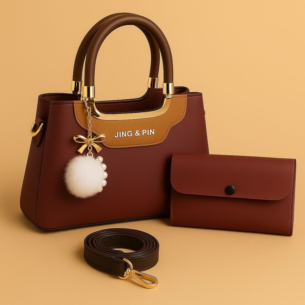 Jing & Pin 2PCS Synthetic Leather Handbag