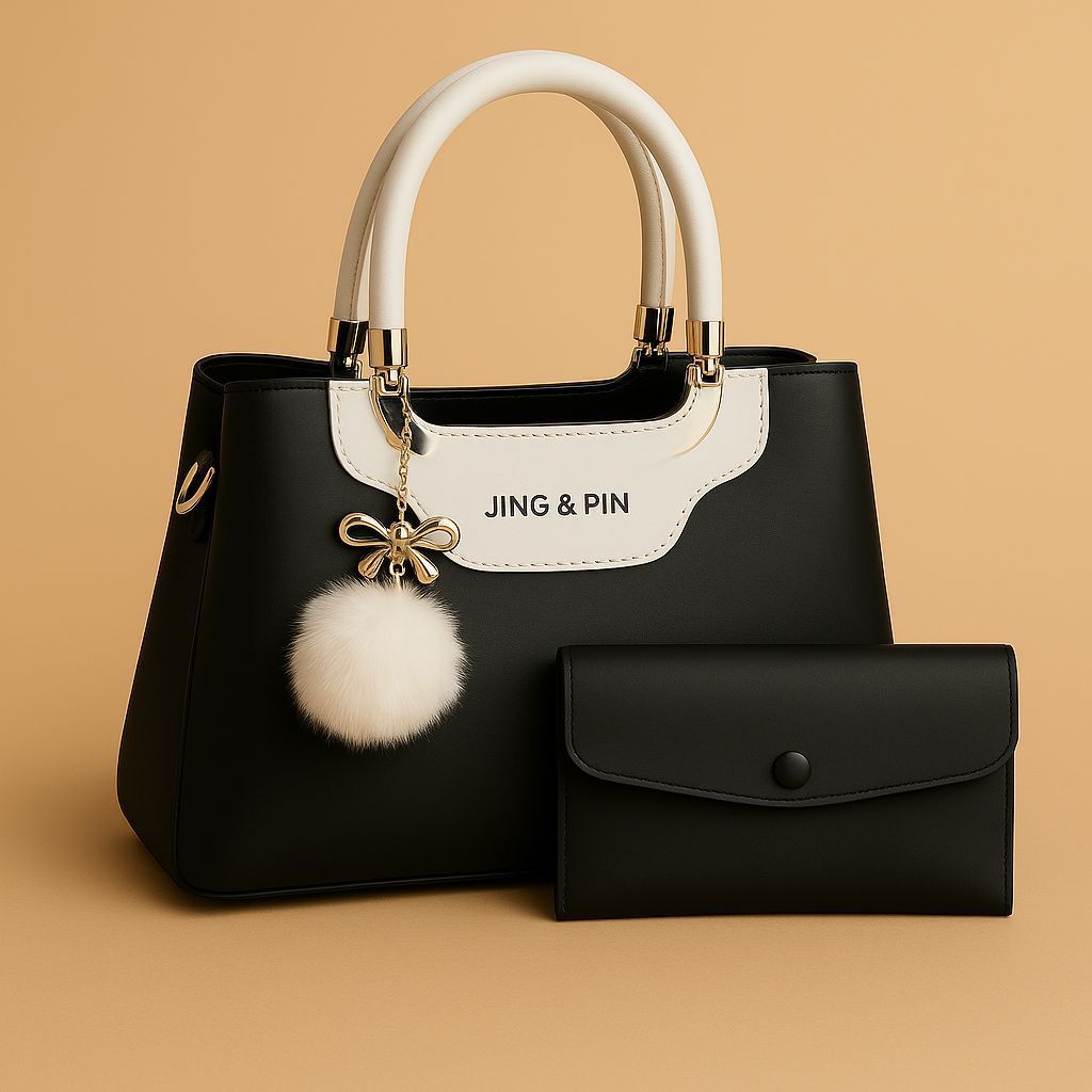Jing & Pin 2PCS Synthetic Leather Handbag