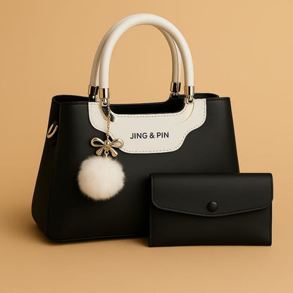 Jing & Pin 2PCS Synthetic Leather Handbag