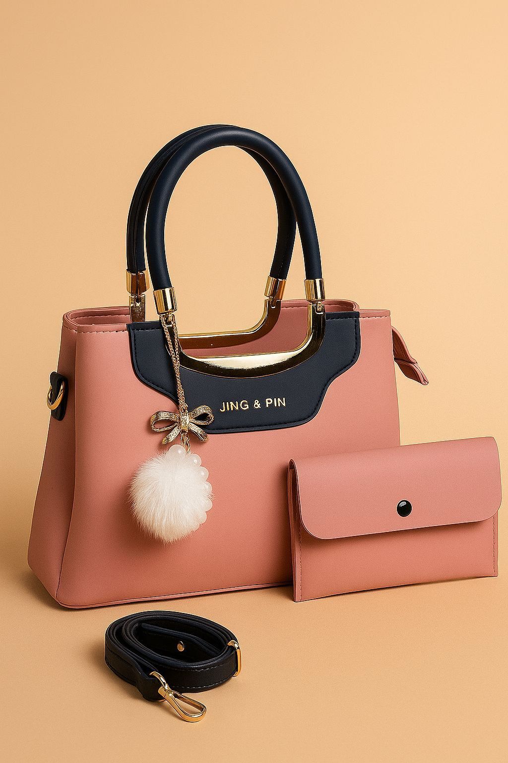 Jing & Pin 2PCS Synthetic Leather Handbag