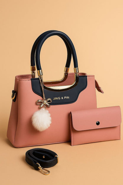 Jing & Pin 2PCS Synthetic Leather Handbag