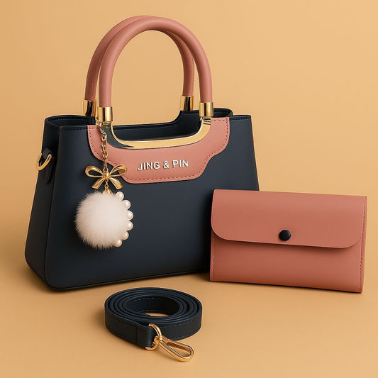 Jing & Pin 2PCS Synthetic Leather Handbag