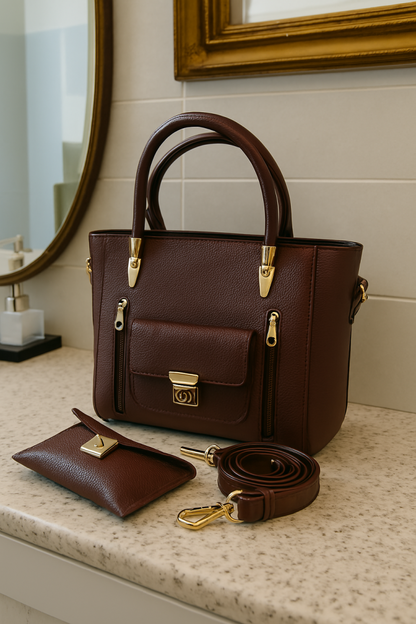 Premium Double Zipper Handbag