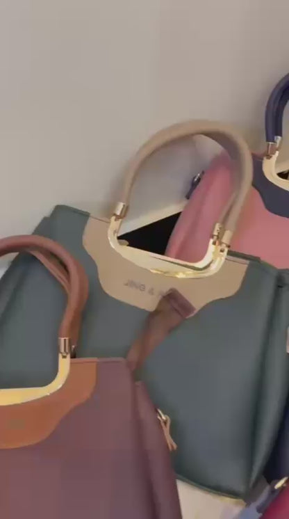 Jing & Pin 2PCS Synthetic Leather Handbag